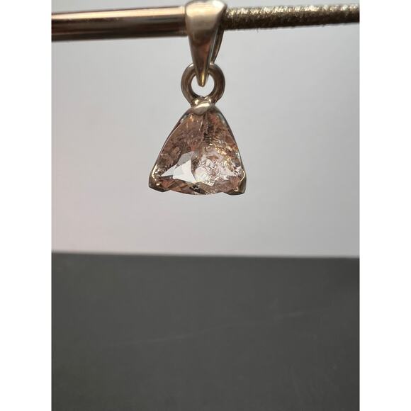 Vintage dead stock Morganite trillium gemstone sterling silver pendant 2.39 gram - Picture 11 of 11
